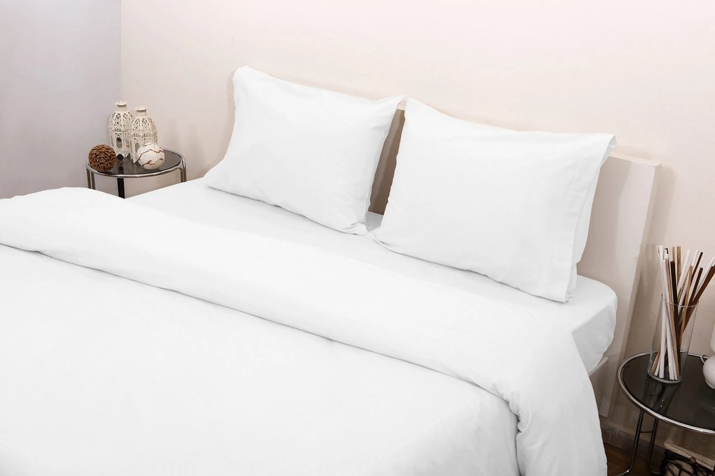 Σετ Παπλωματοθήκη Υπέρδιπλη 220x240 3100 Φανέλλα Λευκό Viopros