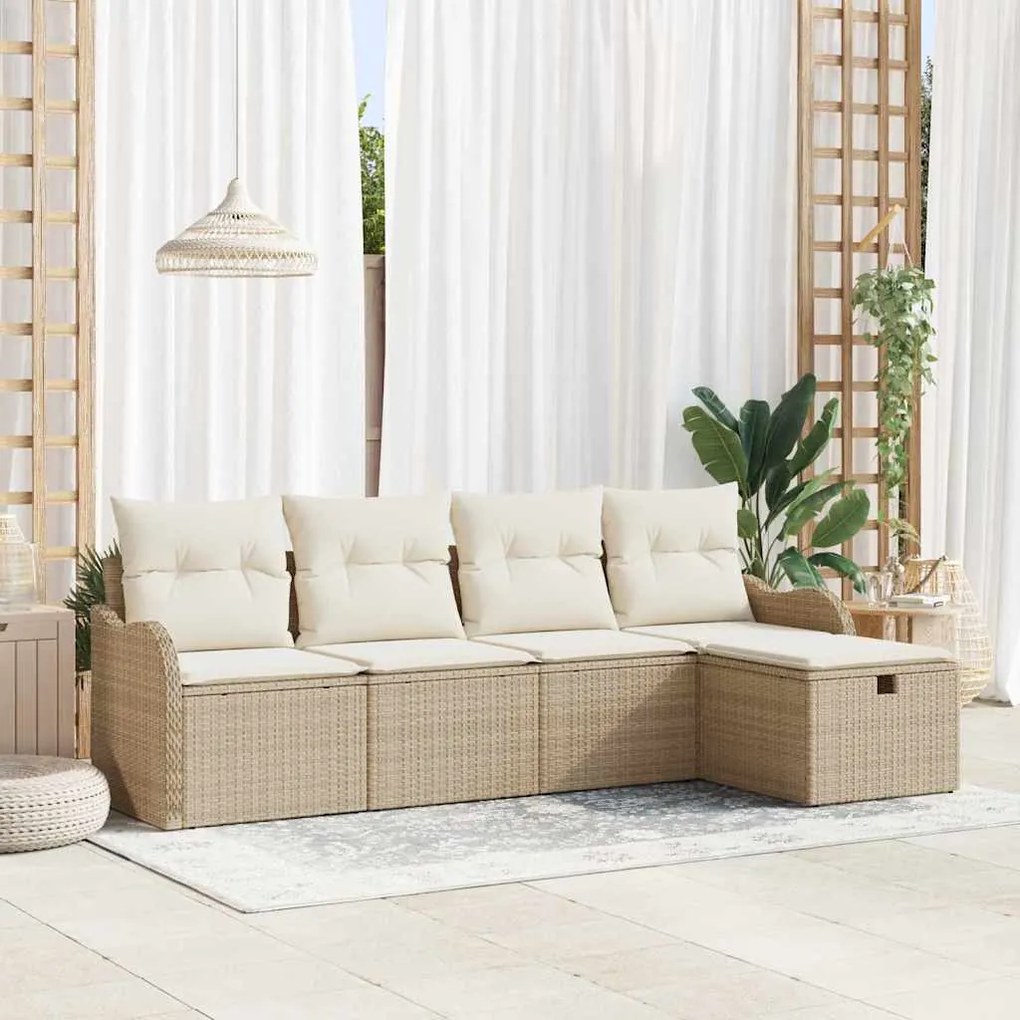 vidaXL Σετ Καναπέ Κήπου 5 pcs μπεζ και κρεμ 231 x 117 x 85 εκ