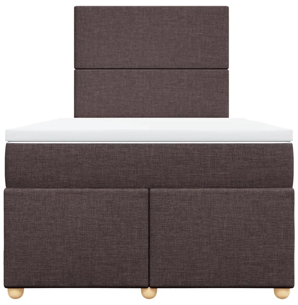 vidaXL Κρεβάτι Boxspring με Στρώμα Σκούρο Καφέ 120x200 εκ. Υφασμάτινο