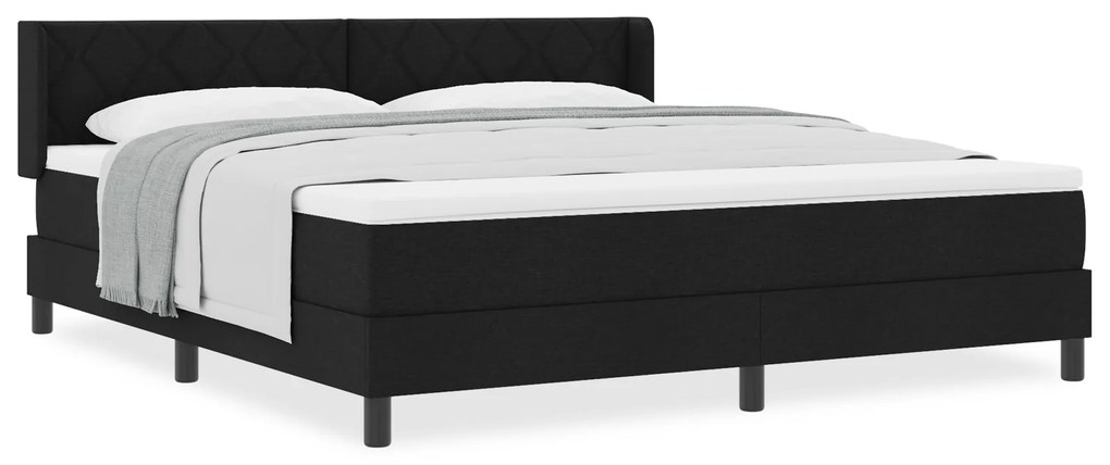 vidaXL Κρεβάτι με ελατήρια με κεφαλάρι Μαύρο 180 x 200 cm Ύφασμα