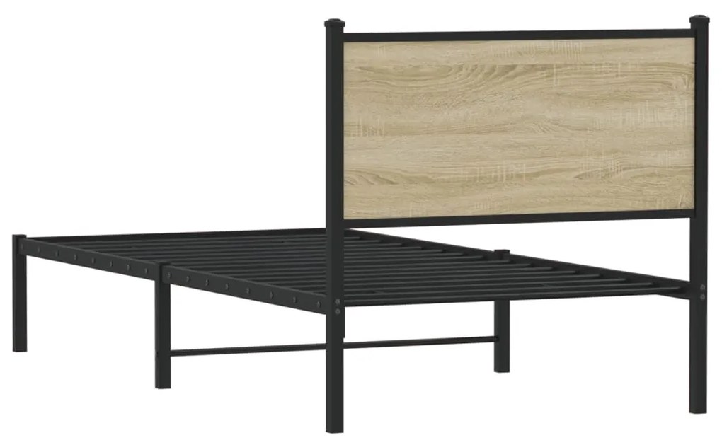 vidaXL Σκελετός Κρεβ. Χωρίς Στρώμα Sonoma Δρυς 80x200 εκ. Μεταλλικό