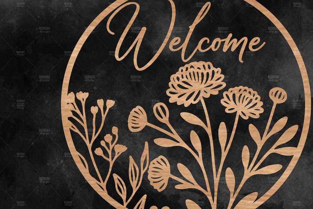 Intra απο ξύλο plywood Χρώμα wenge 3mm-4mm πάχος - Floral κρεμάστρα πόρτας Δίασταση 30x20 cm INTRAFABR-102290437