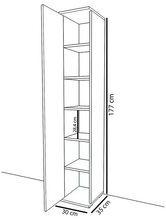 Ντουλάπι-στήλη Juan pakoworld λευκό 30x35x177εκ - 120-000238 - 120-000238