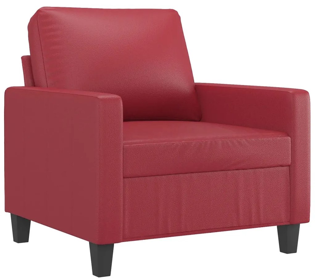 vidaXL Σετ Σαλονιού 3 Τεμαχίων Μπορντό Συνθετικό Δέρμα με Μαξιλάρια