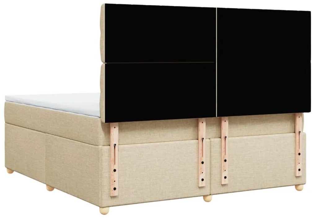 vidaXL Κρεβάτι Boxspring με Στρώμα Κρεμ 180x200 εκ. Υφασμάτινο