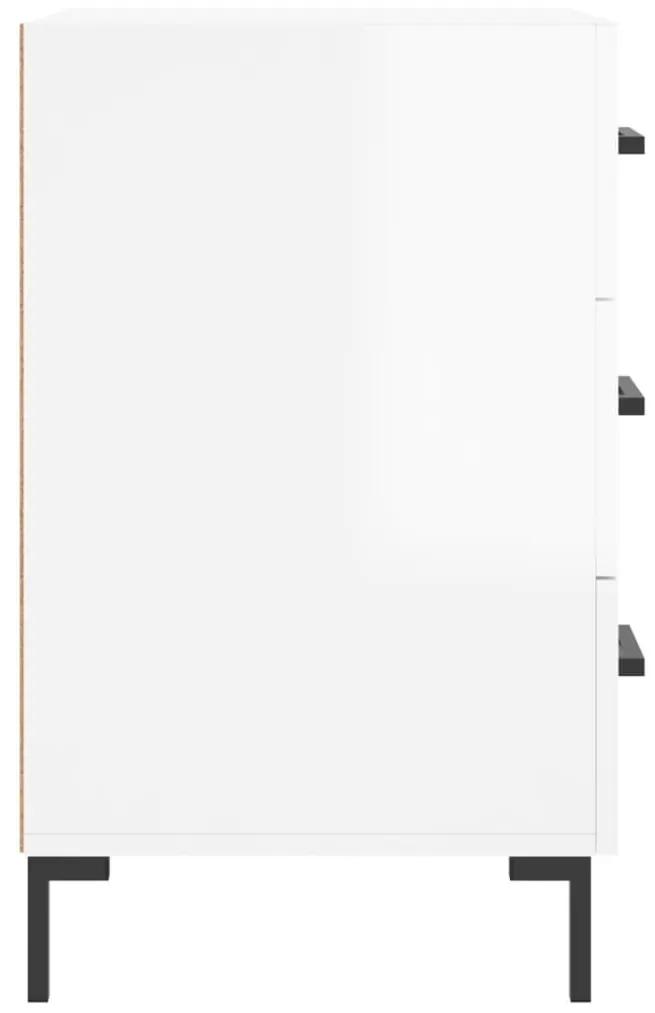 Κομοδίνο Γυαλ. Λευκό 40 x 40 x 66 εκ. από Επεξεργασμένο Ξύλο - Λευκό