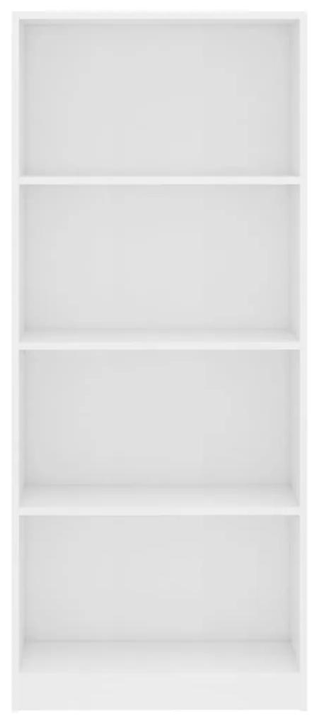 Βιβλιοθήκη με 4 Ράφια Λευκή 60 x 24 x 142 εκ. από Μοριοσανίδα - Λευκό