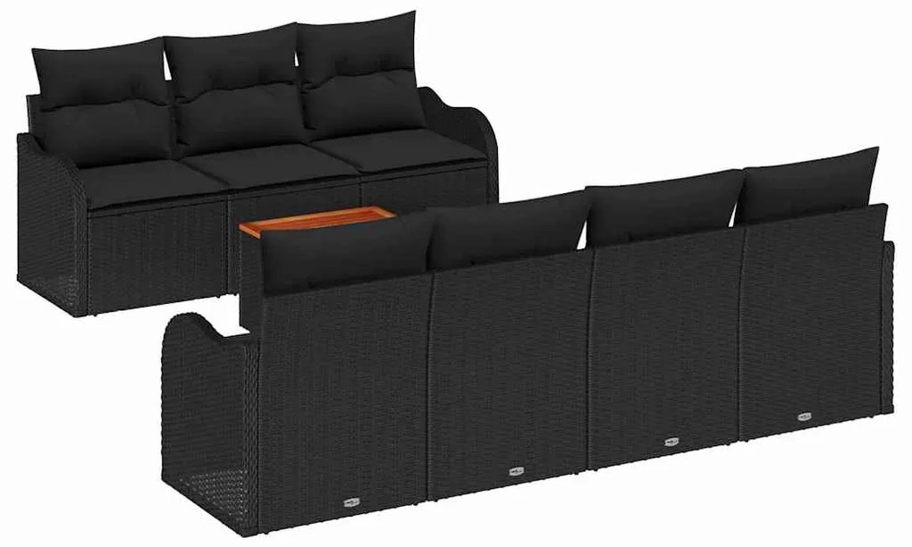 vidaXL Σετ Καναπέ Κήπου με μαξιλάρι 8 pcs Μαύρο συνθετικό ρατάν