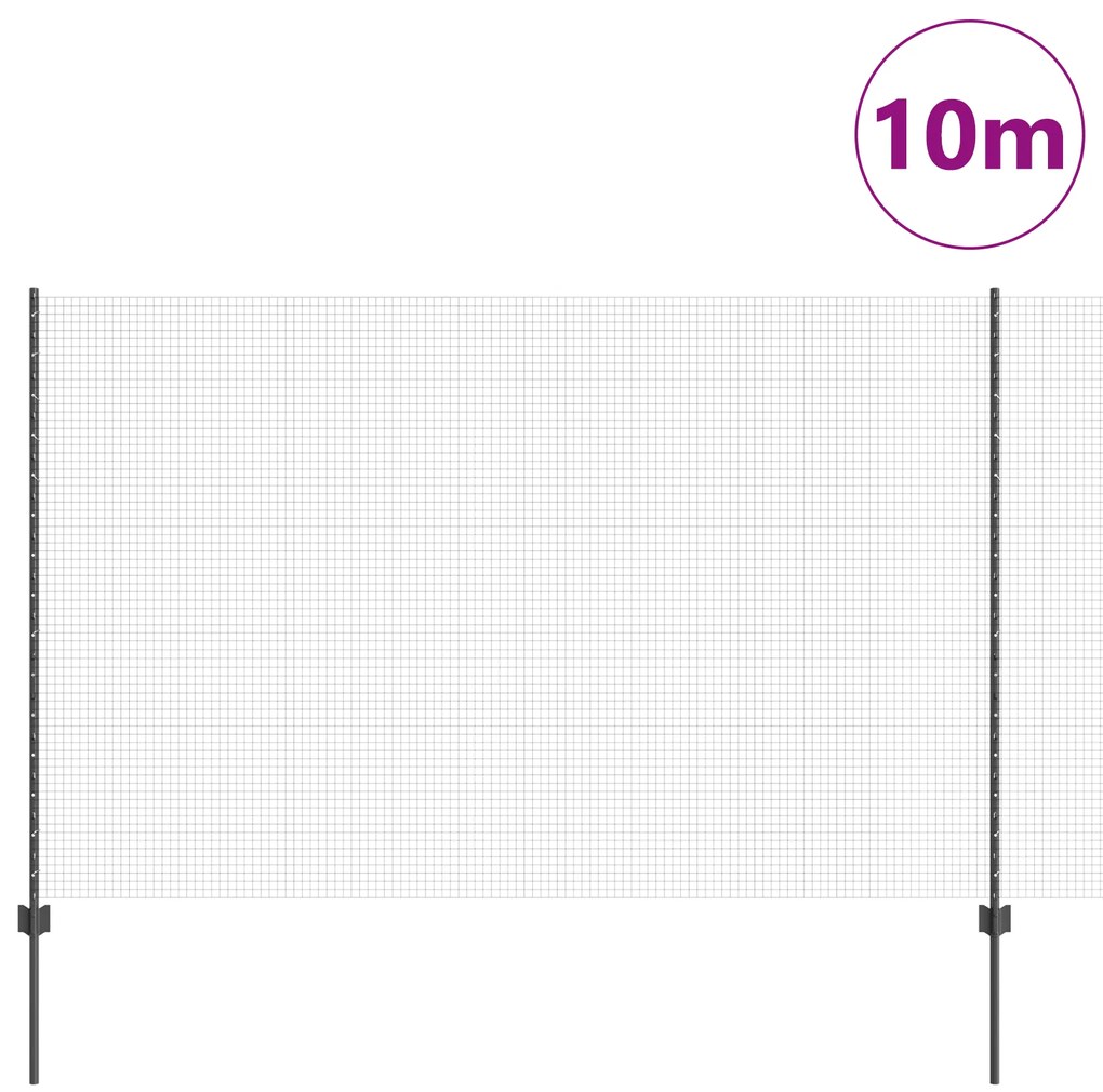 vidaXL Φράκτης  με 10 U Posts Γκρι 1.5x10 μ Ατσάλι