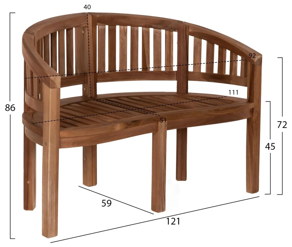 ΠΑΓΚΑΚΙ CAPO 2ΘΕΣΙΟ  ΞΥΛΟ ΤΕΑΚ ΣΕ ΦΥΣΙΚΟ ΧΡΩΜΑ 121X59X86Yεκ.