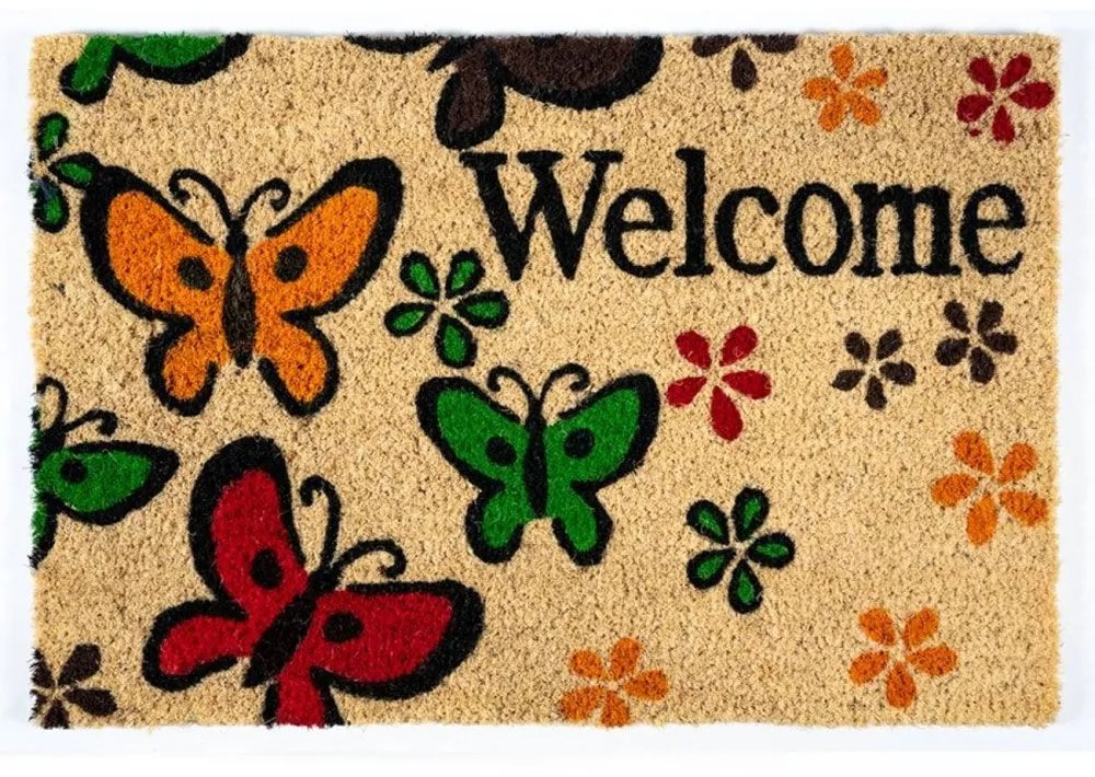 Πατάκι Εισόδου Ruco Print 400 Welcome Butterfly 40X60cm Beige-Multi Sdim 40Χ60