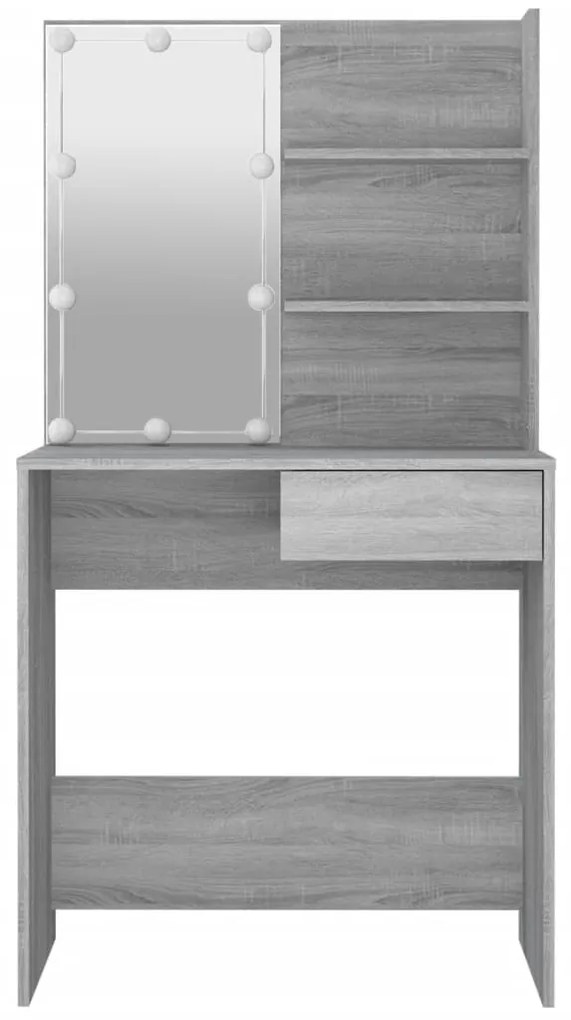 vidaXL Μπουντουάρ με LED Γκρι Sonoma 74,5 x 40 x 141 εκ.