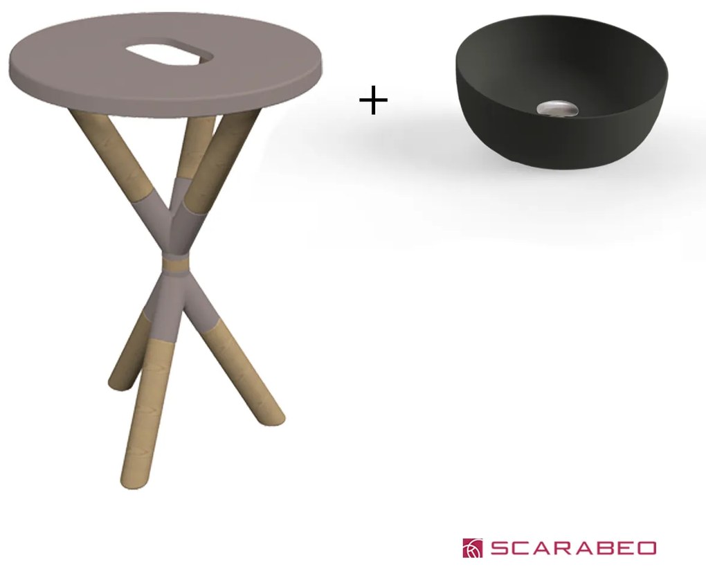 Scarabeo Cross 2501F0-9852 Sand (Μπεζ Ματ) Πάγκος Με Νιπτήρα Glam Andresia Ø33εκ.