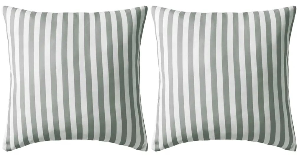 vidaXL Μαξιλάρια Εξωτερικού Χώρου 2 τεμ. Ριγέ Γκρι 45 x 45 εκ.