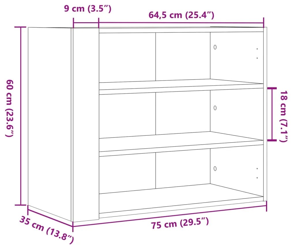 ΝΤΟΥΛΑΠΙ ΤΟΙΧΟΥ ΓΚΡΙ SONOMA 75X35X60 ΕΚ. ΑΠΟ ΕΠΕΞΕΡΓΑΣΜΕΝΟ ΞΥΛΟ 848421