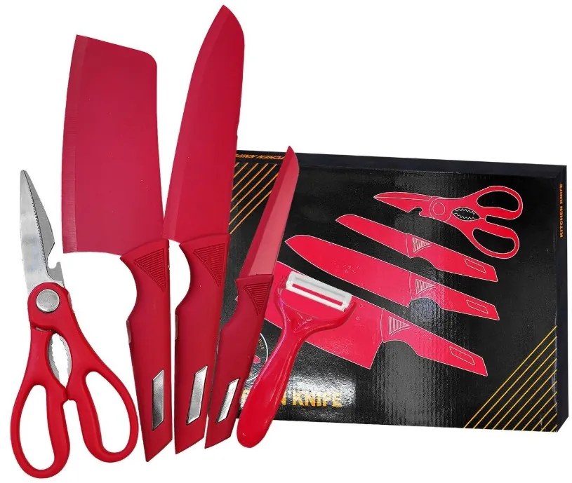 Σετ Κουζίνας Μαχαίρια Με Ψαλίδι &amp; Αποφλοιωτή Homie 80-2164