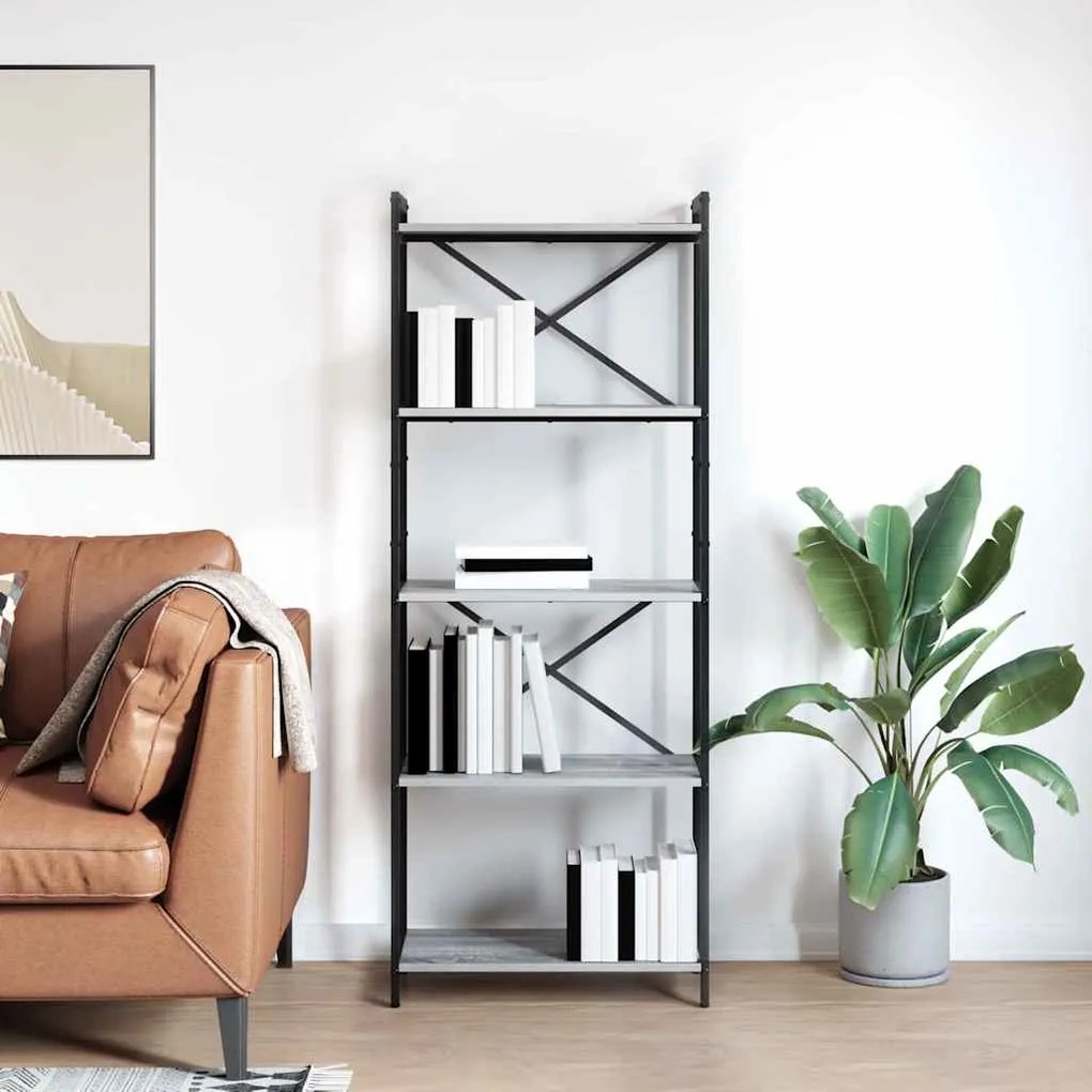 vidaXL Βιβλιοθήκη Γκρι sonoma 60 x 30 x 153 εκ Επεξεργασμένο ξύλο