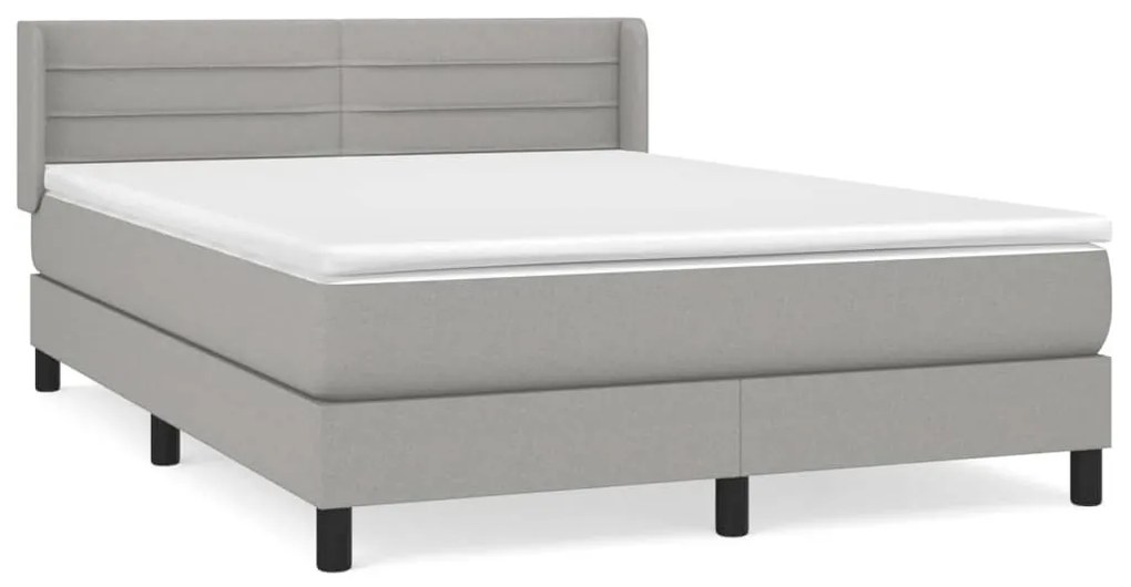 vidaXL Κρεβάτι Boxspring με Στρώμα Ανοιχτό Γκρι 140x200 εκ. Υφασμάτινο