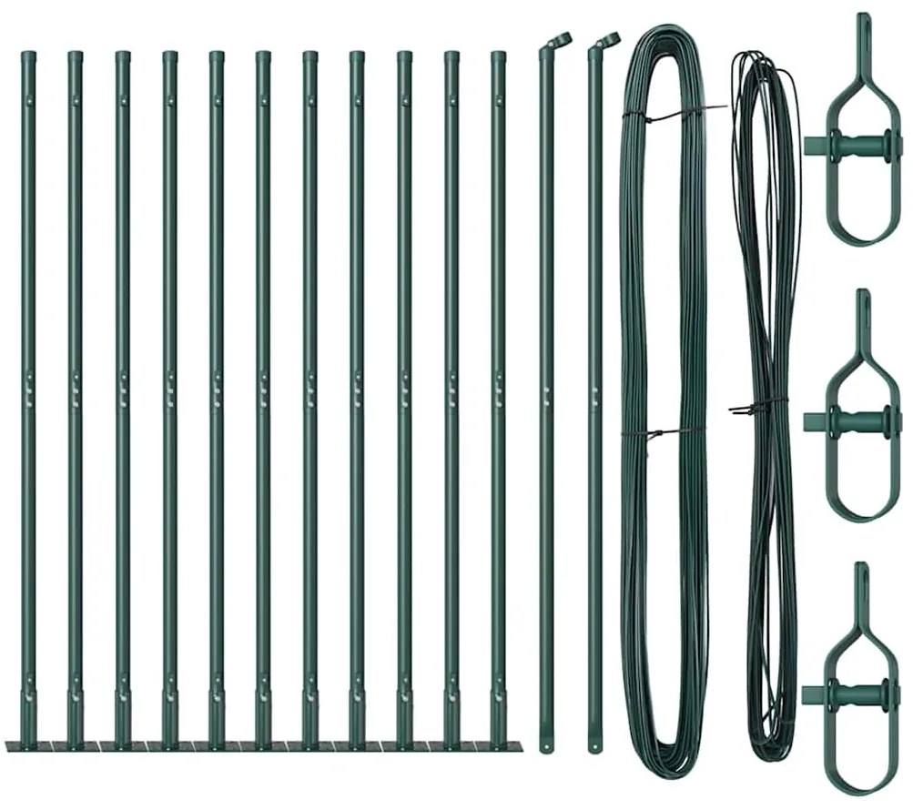 vidaXL Στύλος Περιφράξεων 13 pcs Πράσινο Ατσάλι