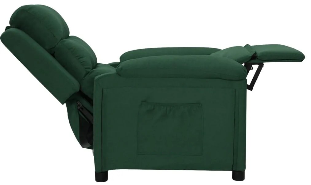 vidaXL Πολυθρόνα Ανακλινόμενη Σκούρο Πράσινο Υφασμάτινη