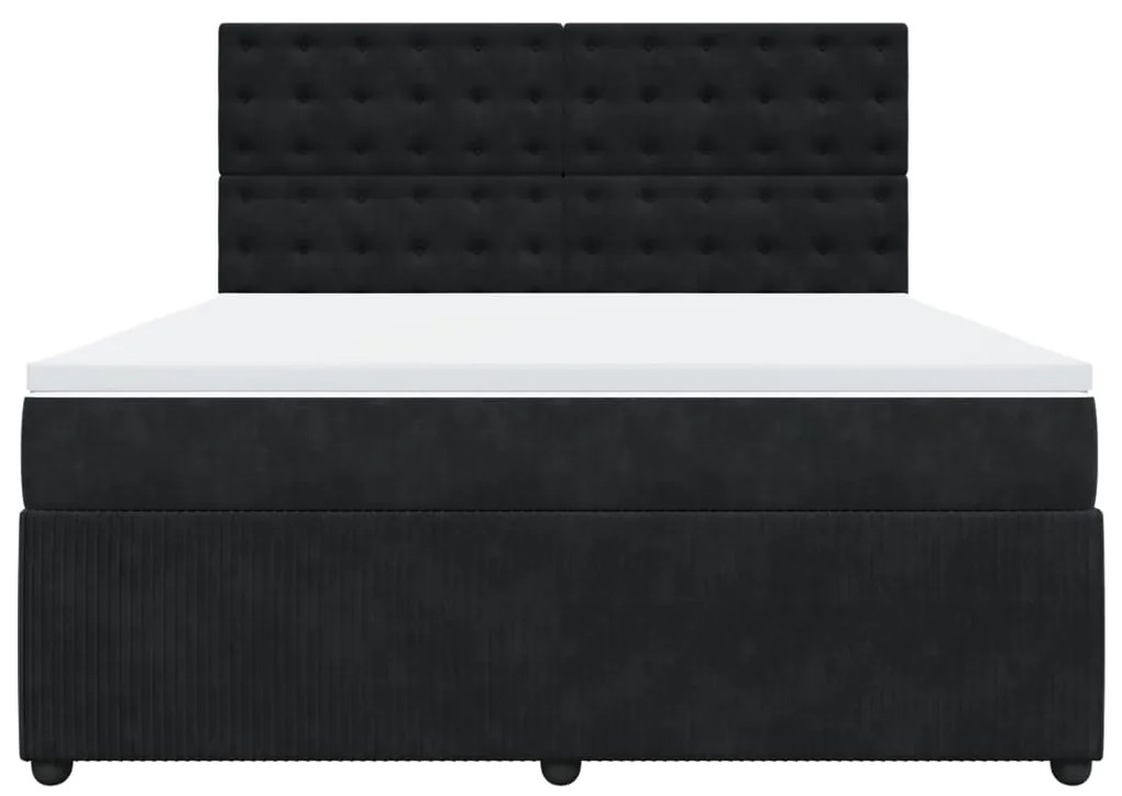 vidaXL Κρεβάτι Boxspring με Στρώμα Μαύρο 180x200 εκ. Βελούδινο
