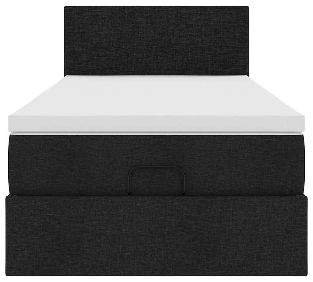 vidaXL Οθωμανικό κρεβάτι με στρώμα Μαύρο 90x200cm Ύφασμα