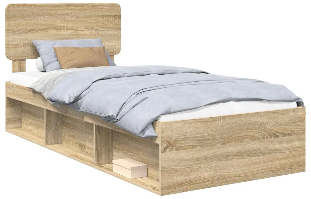 vidaXL Σκελετός Κρεβατιού Δρύς Sonoma 90 x 200 cm Στερεά ξυλεία πεύκου