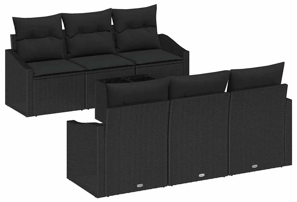 vidaXL Σετ Καναπέ Κήπου με μαξιλάρι 7 pcs Μαύρο 55 x 55 x 37 εκ