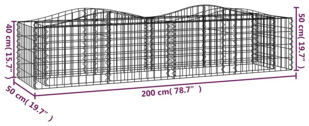 Συρματοκιβώτιο Τοξωτό 200x50x50 εκ. από Γαλβανισμένο Σίδερο - Ασήμι