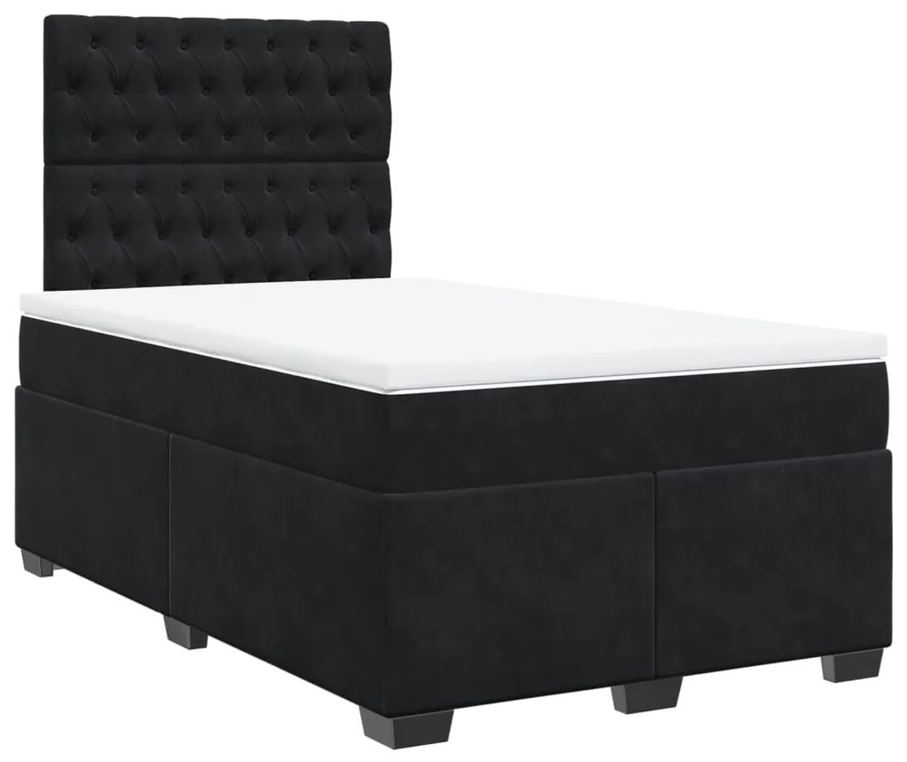 vidaXL Κρεβάτι Boxspring με Στρώμα Μαύρο 120x190 εκ. Βελούδινο