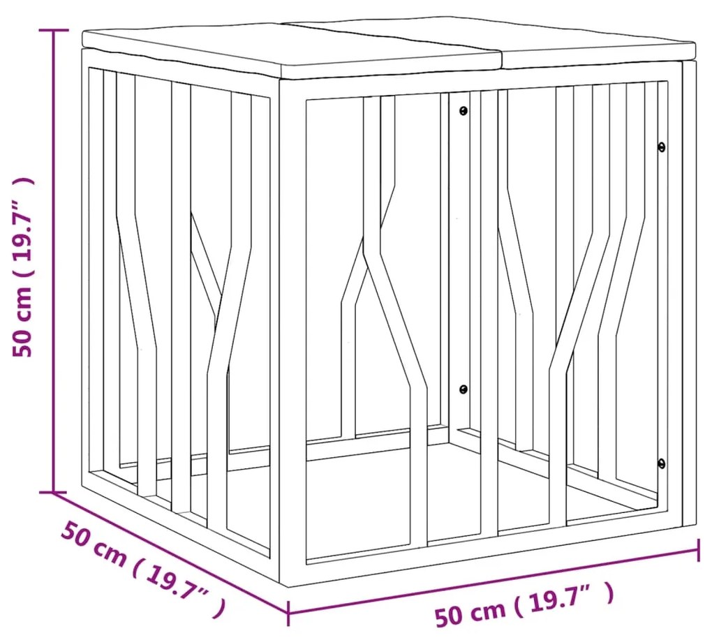 vidaXL Τραπεζάκι Σαλονιού Ασημί Ανοξείδωτο Ατσάλι & Μασίφ Ξύλο Ακακίας