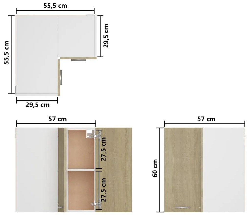 Ντουλάπι Γωνία Κρεμαστό Lyon Sonoma Δρυς 57x57x60εκ. από 806393
