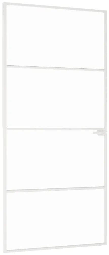 vidaXL Εσωτερική Πόρτα Λευκή 93x201,5 εκ. Ψημένο Γυαλί&Λεπτό Αλουμίνιο