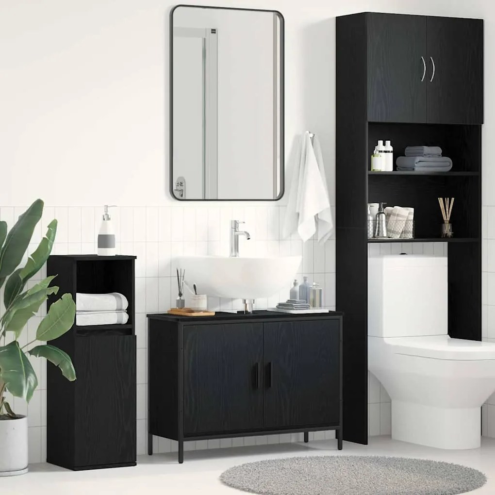vidaXL Νιπτήρας Μπάνιου Μαύρο Δρυς 80x30x60 εκ Επεξεργασμένο Ξύλο