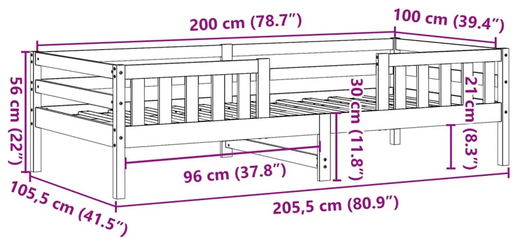 ΠΛΑΙΣΙΟ ΚΡΕΒΑΤΙΟΥ 100 X 200 ΕΚ. ΑΠΟ ΜΑΣΙΦ ΞΥΛΟ ΠΕΥΚΟΥ 846970