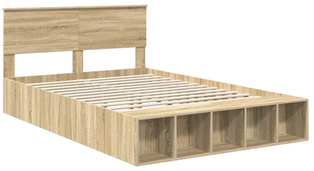 vidaXL Σκελετός Κρεβατιού Δρύς Sonoma 140 x 190 cm Επεξεργασμένο ξύλο