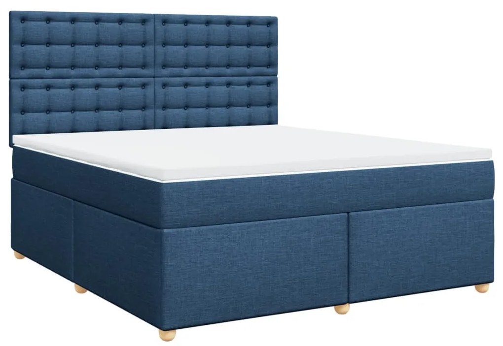 vidaXL Κρεβάτι Boxspring με Στρώμα Μπλε 180x200 εκ. Υφασμάτινο