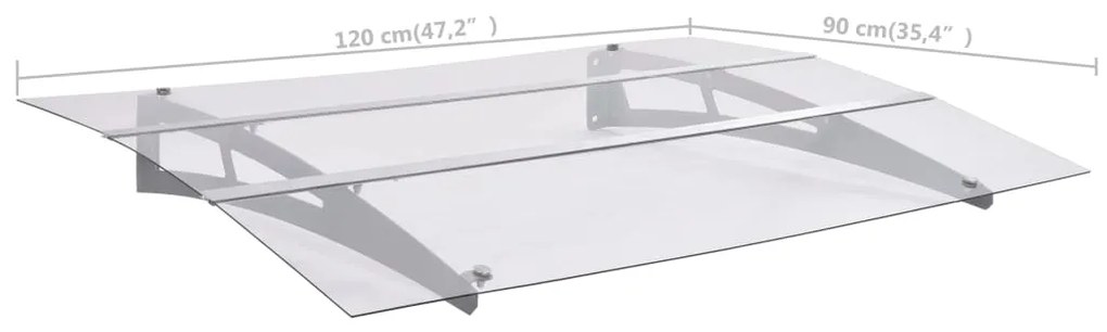 Στέγαστρο Πόρτας Ασημί &amp; Διαφανές 120x90 εκ από Πολυκαρβονικό   - Πολύχρωμο