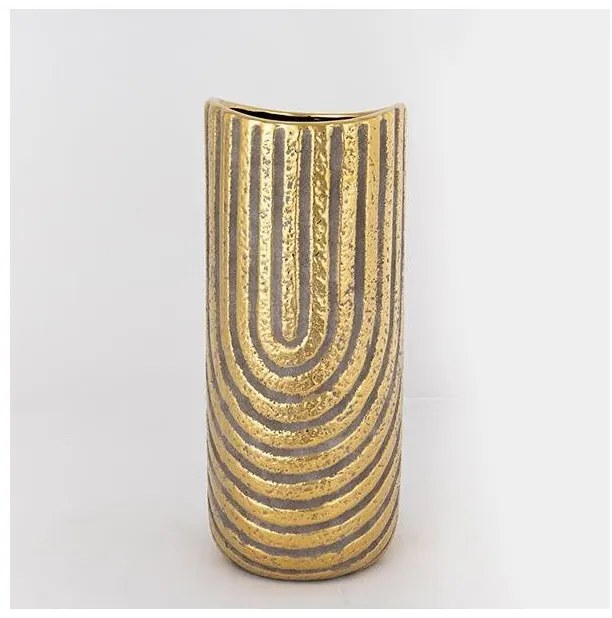 Βάζο Κεραμικό Γκρι &amp; Χρυσό 13.5x13.5x28cm 752-20139 Estheti-752-20139-Χρυσό 752-20139