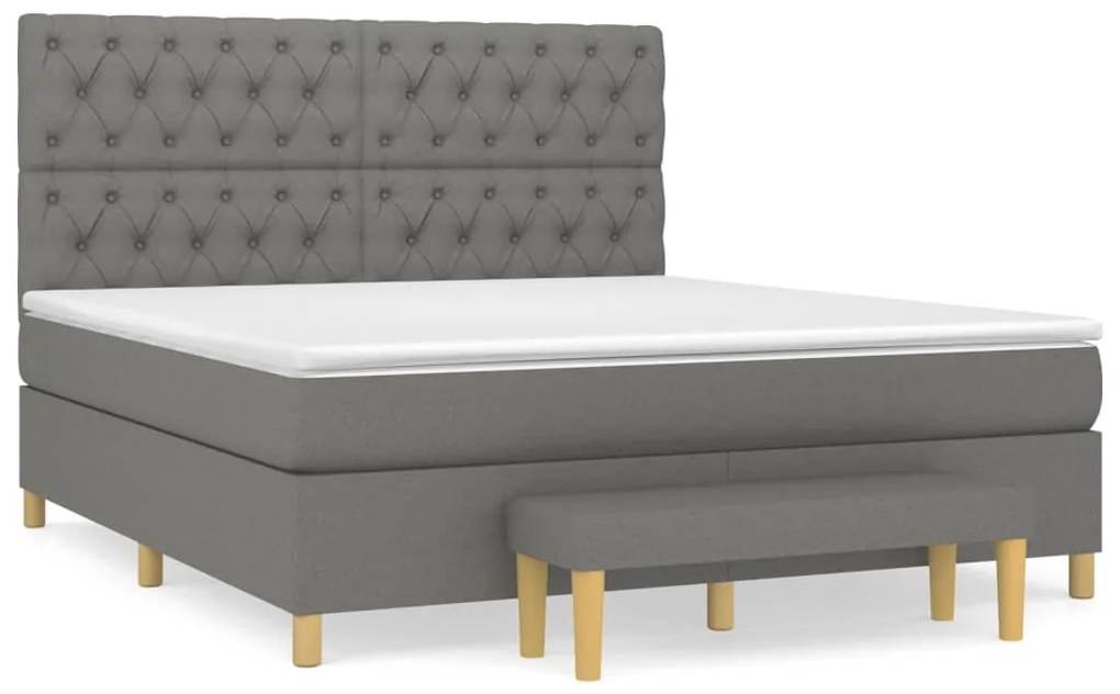 vidaXL Κρεβάτι Boxspring με Στρώμα Σκούρο Γκρι 160x200 εκ Υφασμάτινο