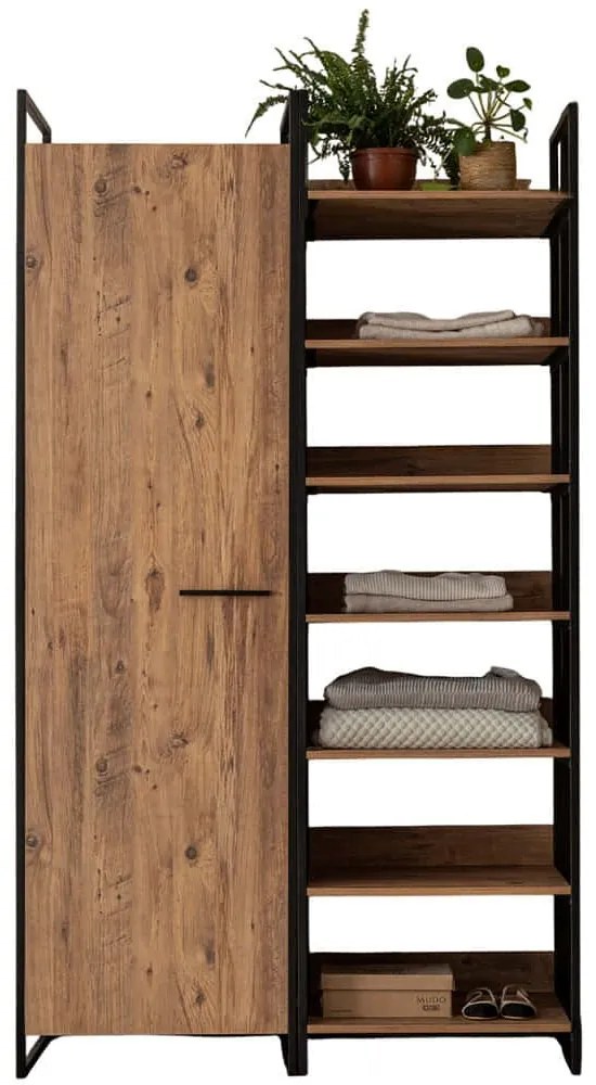 Ντουλάπα Μονόφυλλη Dynamic 863SPH5420 64x52x225cm Pine-Black Μονόφυλλη