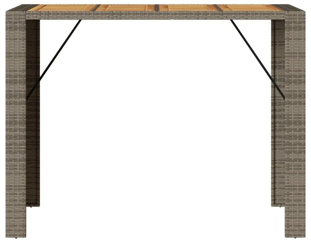 Τραπέζι Κήπου Επιφάνεια Ακακίας Γκρι 145x80x110 εκ. Συνθ. Ρατάν - Γκρι