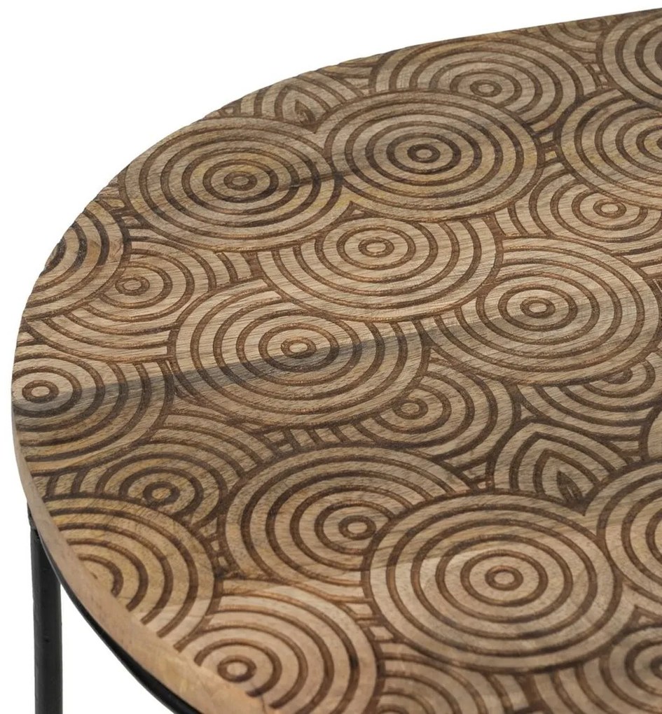 Βοηθητικό Τραπέζι 60 x 39,5 x 60 cm Φυσικό Μαύρο Μέταλλο Ξύλο (x2)