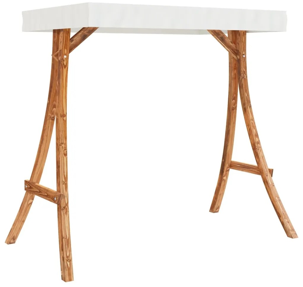 vidaXL Κουνιστή Καρέκλα με Μαξιλάρι και Σκίαστρο από Μασίφ Ερυθρελάτη