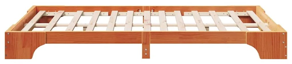 vidaXL Σκελετός Κρεβατιού Καφέ κεριού 140 x 190 cm Μασίφ ξύλο πεύκου