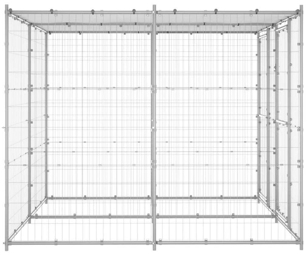 Κλουβί Σκύλου Εξ. Χώρου με Στέγαστρο 4,84 μ² Γαλβ. Χάλυβας - Ασήμι