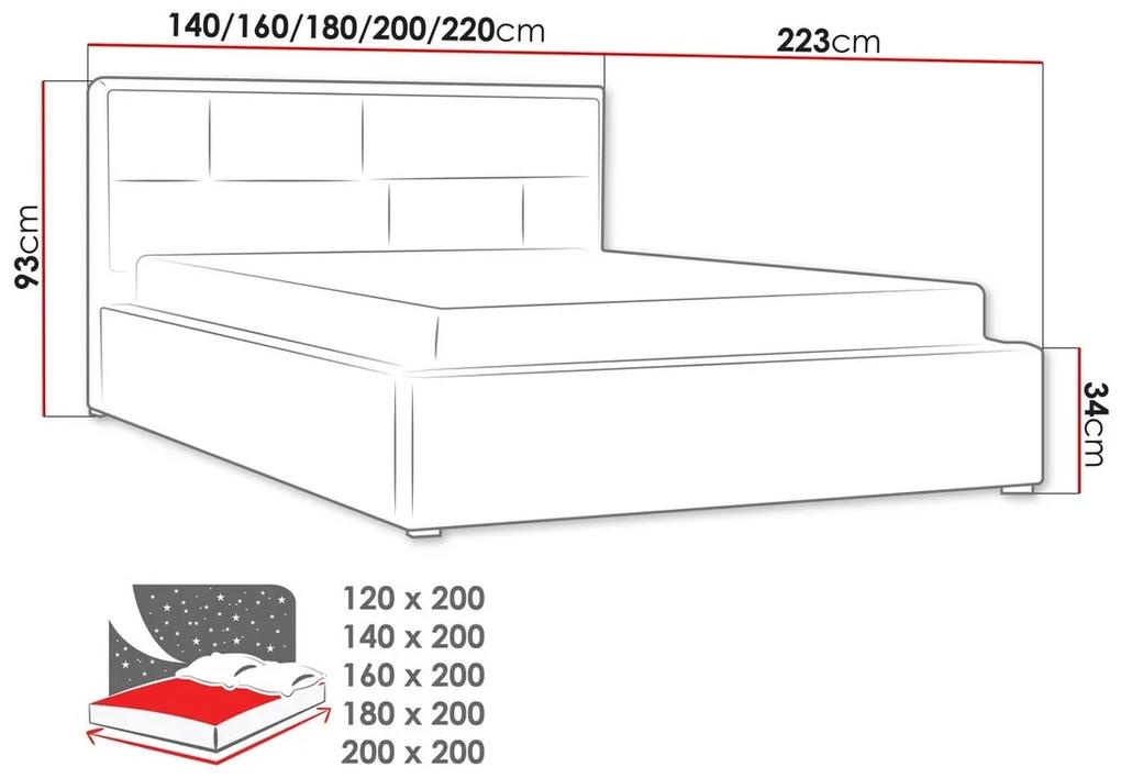 Κρεβάτι Pomona 105, Διπλό, Μαύρο, 200x200, Ταπισερί, Τάβλες για Κρεβάτι, 220x223x93cm, 147 kg | Epipla1.gr