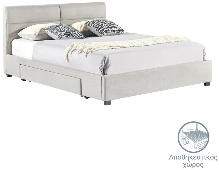 Intrahome Κρεβάτι διπλό Anay Intrahome με συρτάρι ύφασμα γκρι 160x200εκ | SKU: INTRAPA-380111115