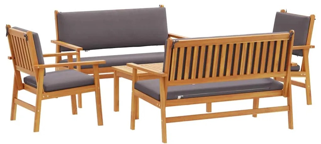 vidaXL Σετ Καναπέ Κήπου 5 pcs Καφέ 75 x 45 x 38 εκ. Μασίφ ξύλο ακακίας
