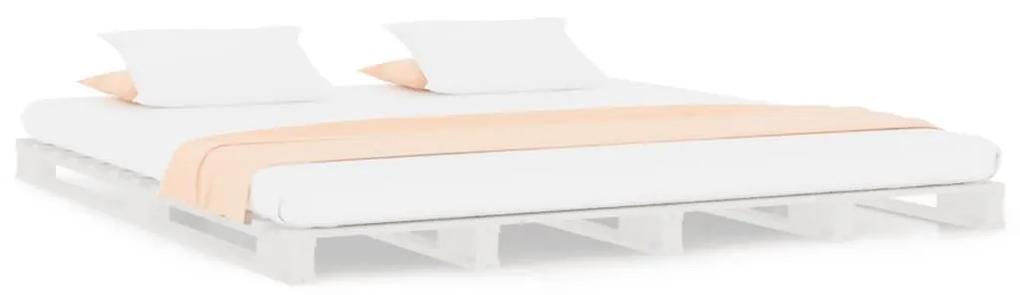 Κρεβάτι από Παλέτες Λευκό 160 x 200 εκ. από Μασίφ Ξύλο Πεύκου - Λευκό